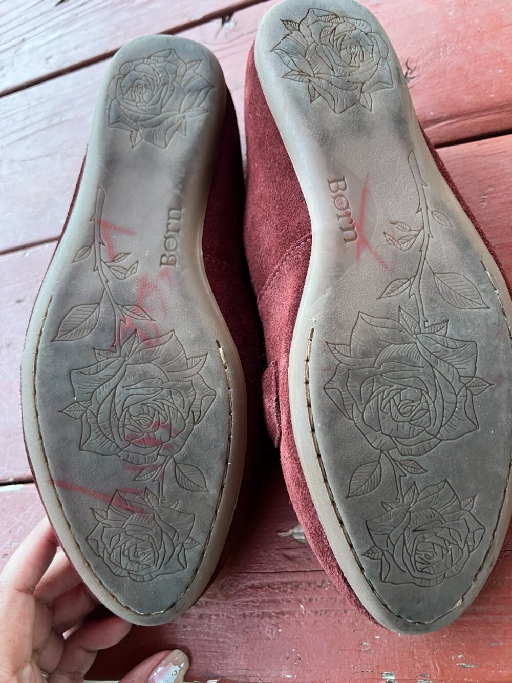 Born Burgundy Suede Braided Loafer Flats Comfort Slip On Shoes Size 8.5 - Picture 4 of 8